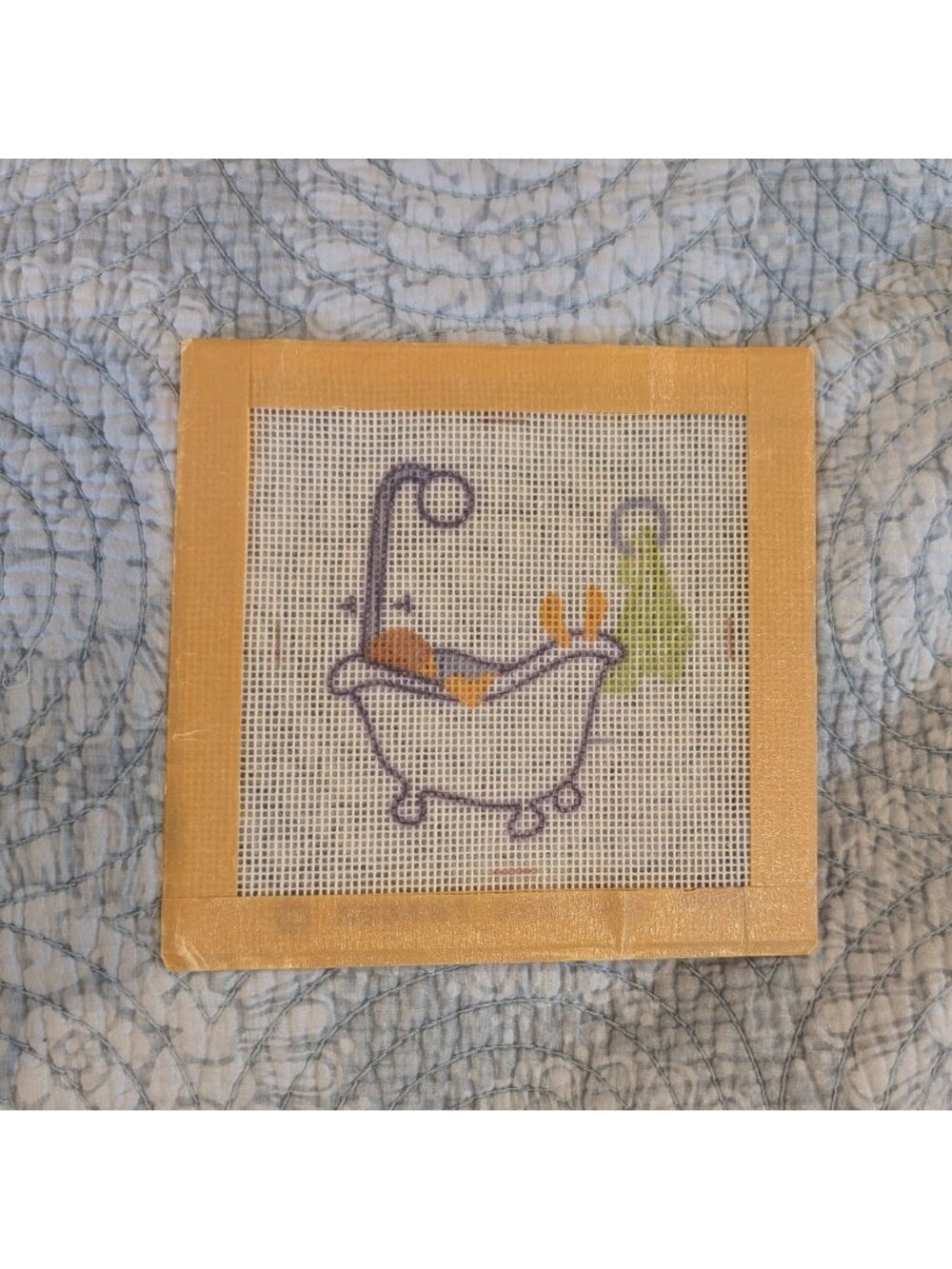 Vintage 1970's Jiffy Needlepoint Sunset Designs "Bubble Bath" Canvas Only